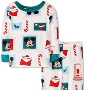 Disney Christmas Mickey Mouse Pajamas Size 10 Long Sleeve 2 Piece
